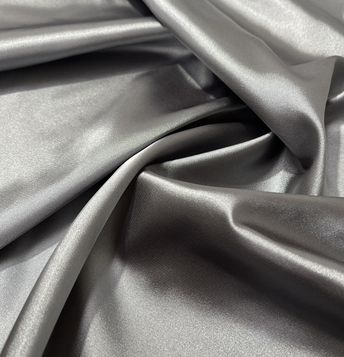 Polyester Stretch Satin Steel | Silk Trader